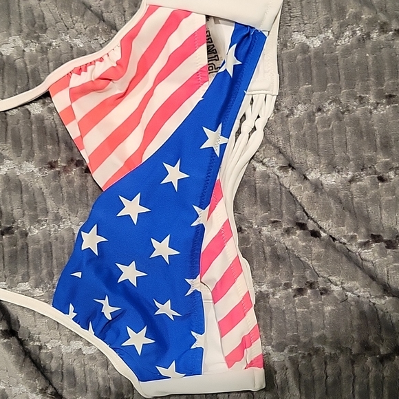 PINK American Flag Bikini Swim Suit Top - Picture 2 of 6